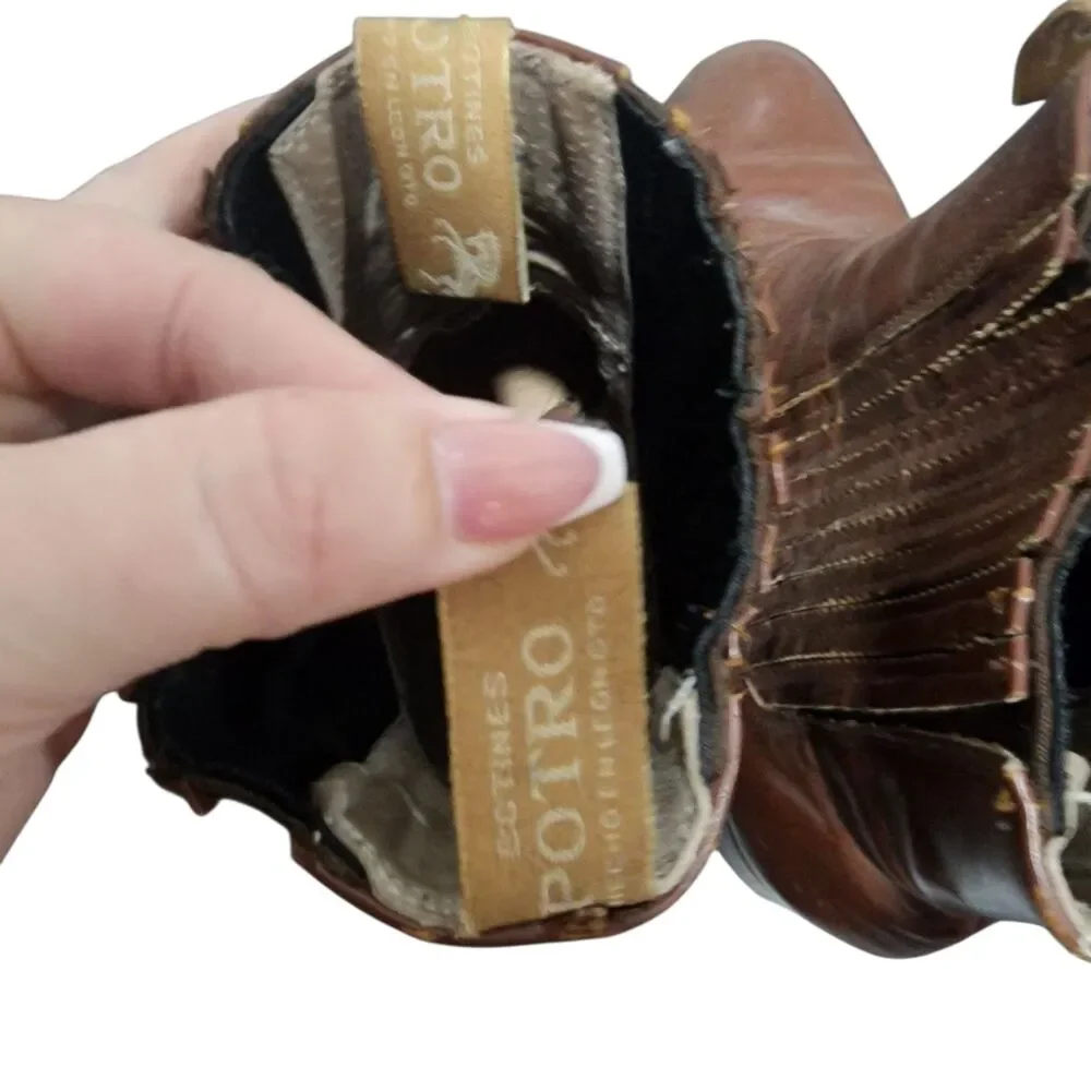 Potro Salvaje Brown Leather Ankle Boots Chelsea Western Riding Ranch‎ Boots